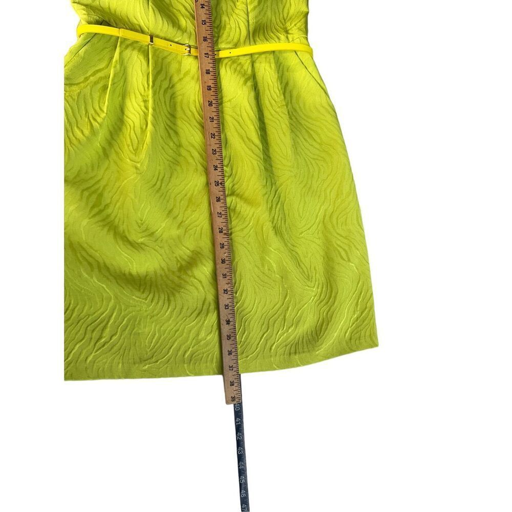 Ellen Tracy Lime Green Textured Midi Dress with Belt - Picture 10 of 13